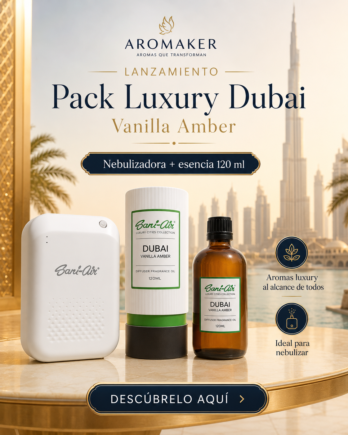 Pack Esencia Luxury Dubai 120ml + Nebulizadora Sani-Air M