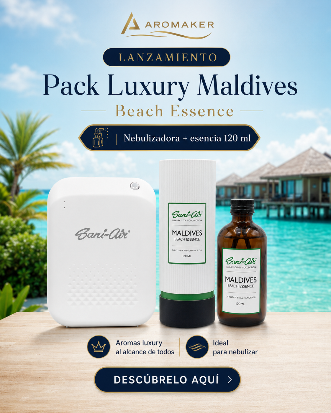 Pack Esencia Luxury Maldives 120ml + Nebulizadora Sani-Air S