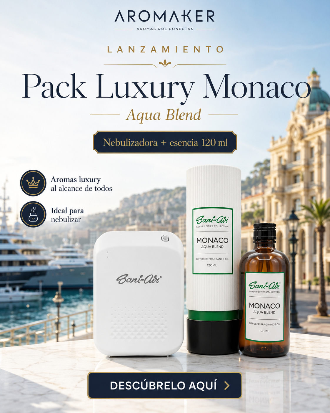 Pack Esencia Luxury Monaco 120ml + Nebulizadora Sani-Air S
