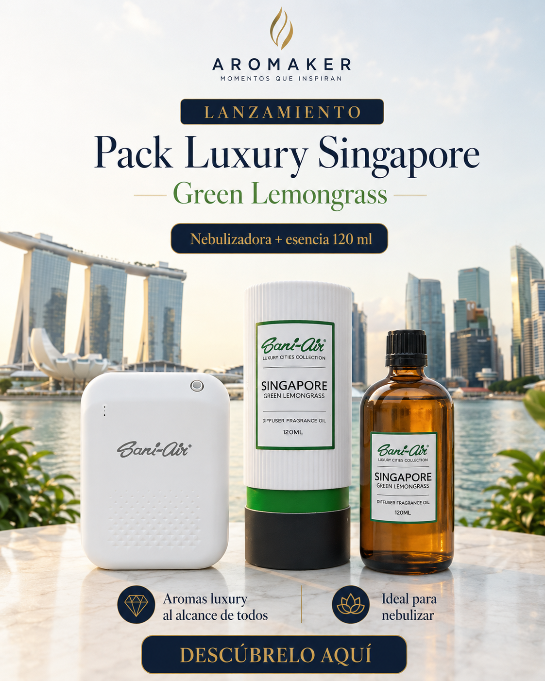 Pack Esencia Luxury Singapore 120ml + Nebulizadora Sani-Air M