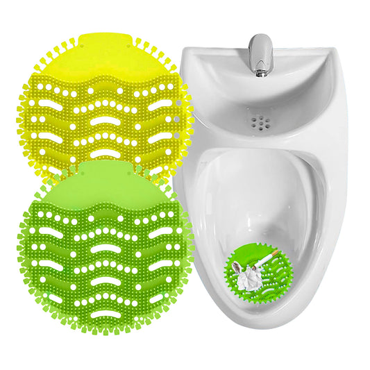 24 Tapetes Urinarios Redondos Verde y Amarillo