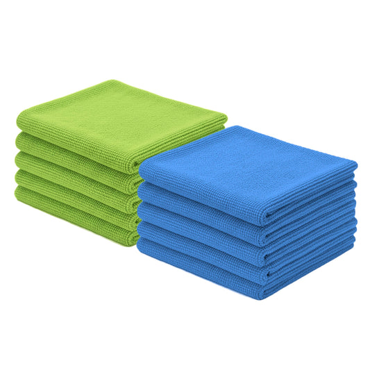 10 Traperos Simples De Microfibra Con Ojal Azul y Verde 70x53 cm