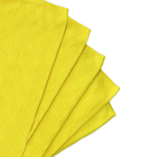 5 Traperos Simples De Microfibra Con Ojal Amarillo 70x53 cm