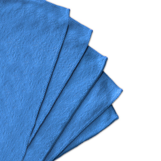 5 Traperos Simples De Microfibra Con Ojal Azul 70x53 cm