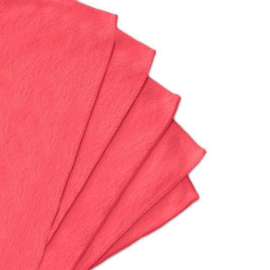5 Traperos Simples De Microfibra Con Ojal Rojo 70x53 cm