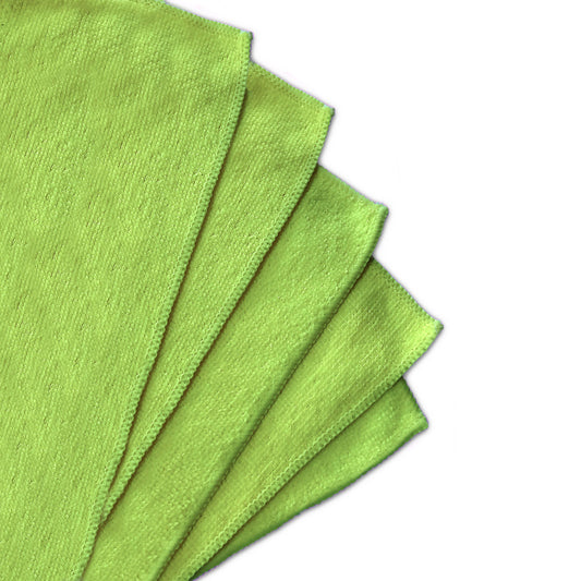 5 Traperos Simples De Microfibra Con Ojal Verde 70x53 cm