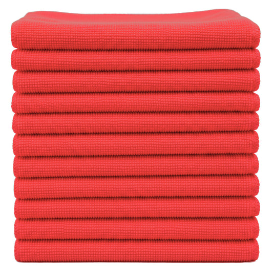 10 Traperos Simples De Microfibra Con Ojal Rojo 70x53 cm