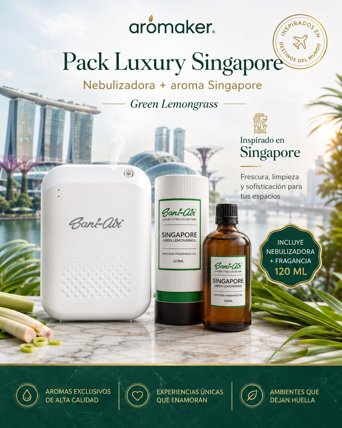Pack Esencia Luxury Singapore 120ml + Nebulizadora Sani-Air S