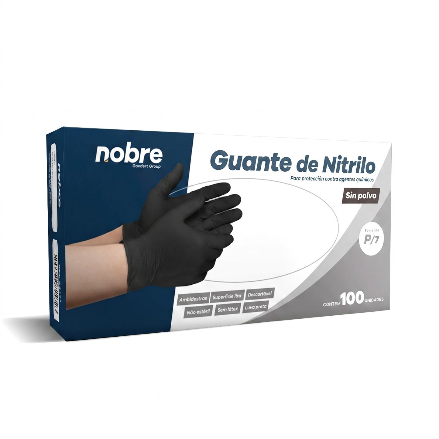Guantes De Nitrilo Negro Sin Polvo Nobre Caja 100 Unidades