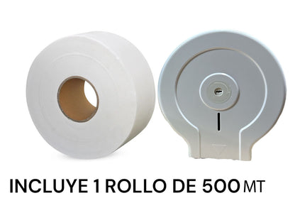 Pack 1 Rollo Papel Nobre 500 Mt + Disp. Jumbo Blanco