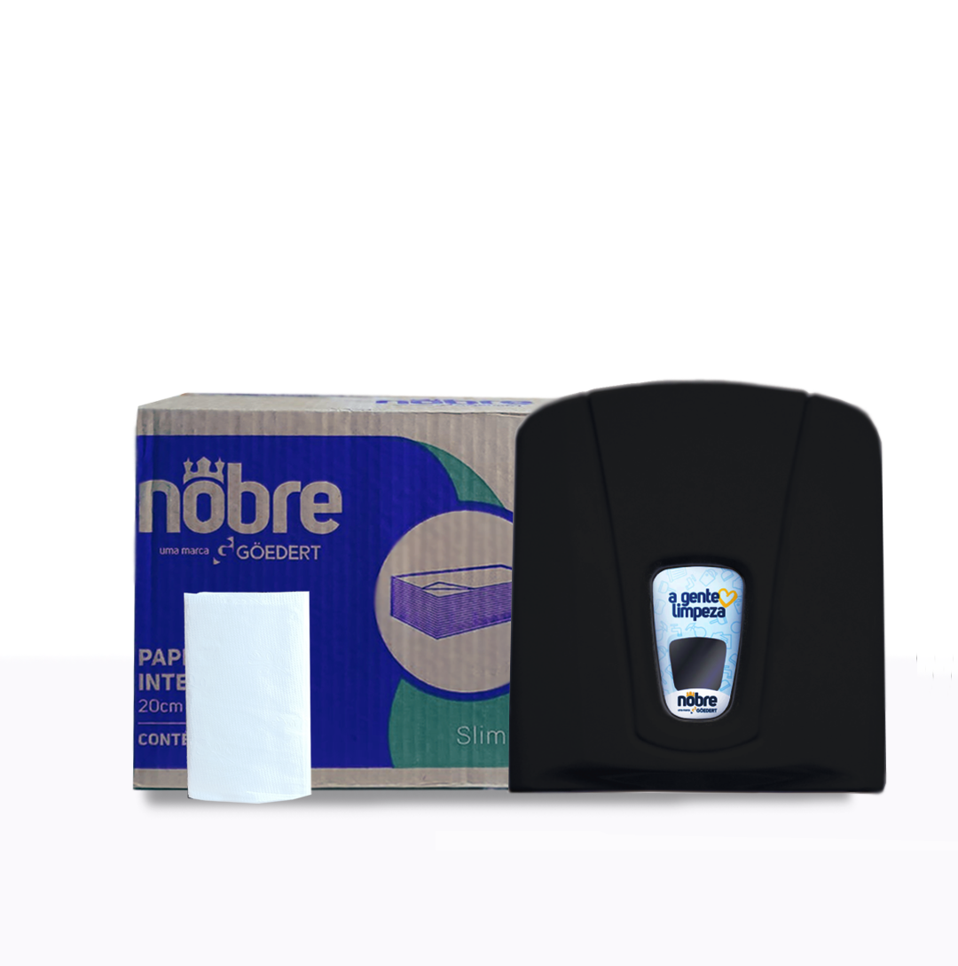 DISPENSADOR DE HOJA INTERFOLIADA NEGRO CITY  MAS CAJA CON 6 PAQUETES DE 333 HOJAS 20X20CM 2.000 hojas